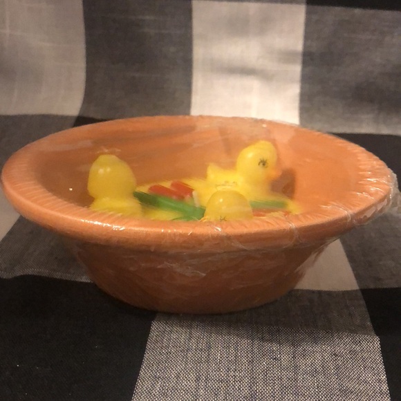 Vintage Hermitage Pottery Terra Cotta Candle Holder Ducks Rubber Ducky Pond - Picture 1 of 8